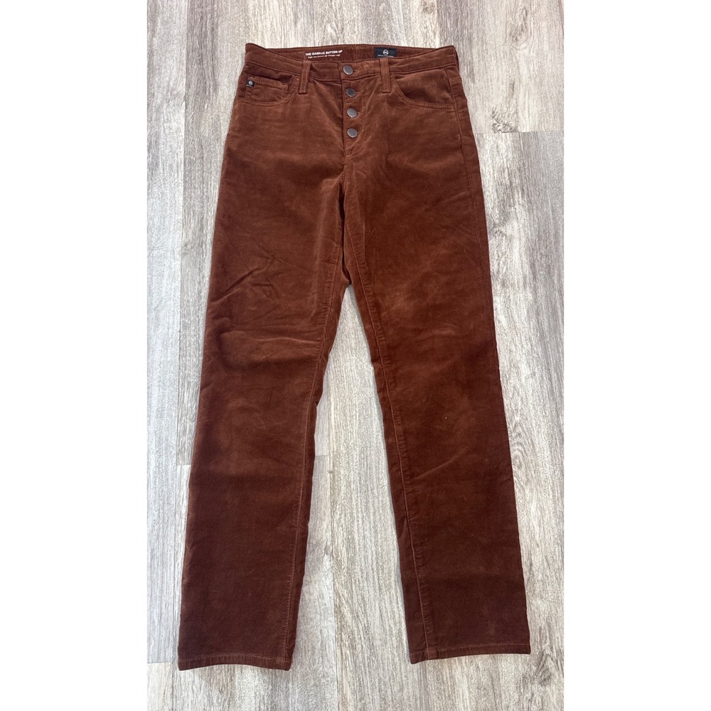 AG Adriano Goldschmied The Isabelle Button-Up Brown Corduroy Straight Crop 27R - Picture 2 of 10